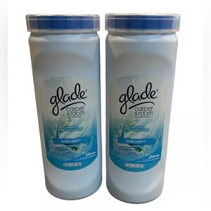 (2) Glade Carpet & Room Odor Eliminator . Scent: Clean Linen 32 oz. Each